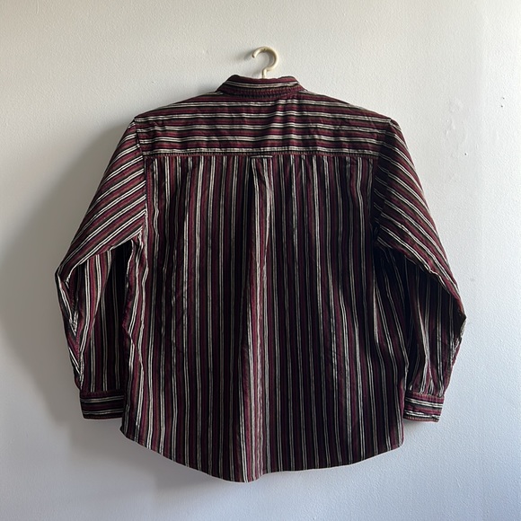 Striped Burgundy Corduroy Button Down Shirt - Picture 4 of 7